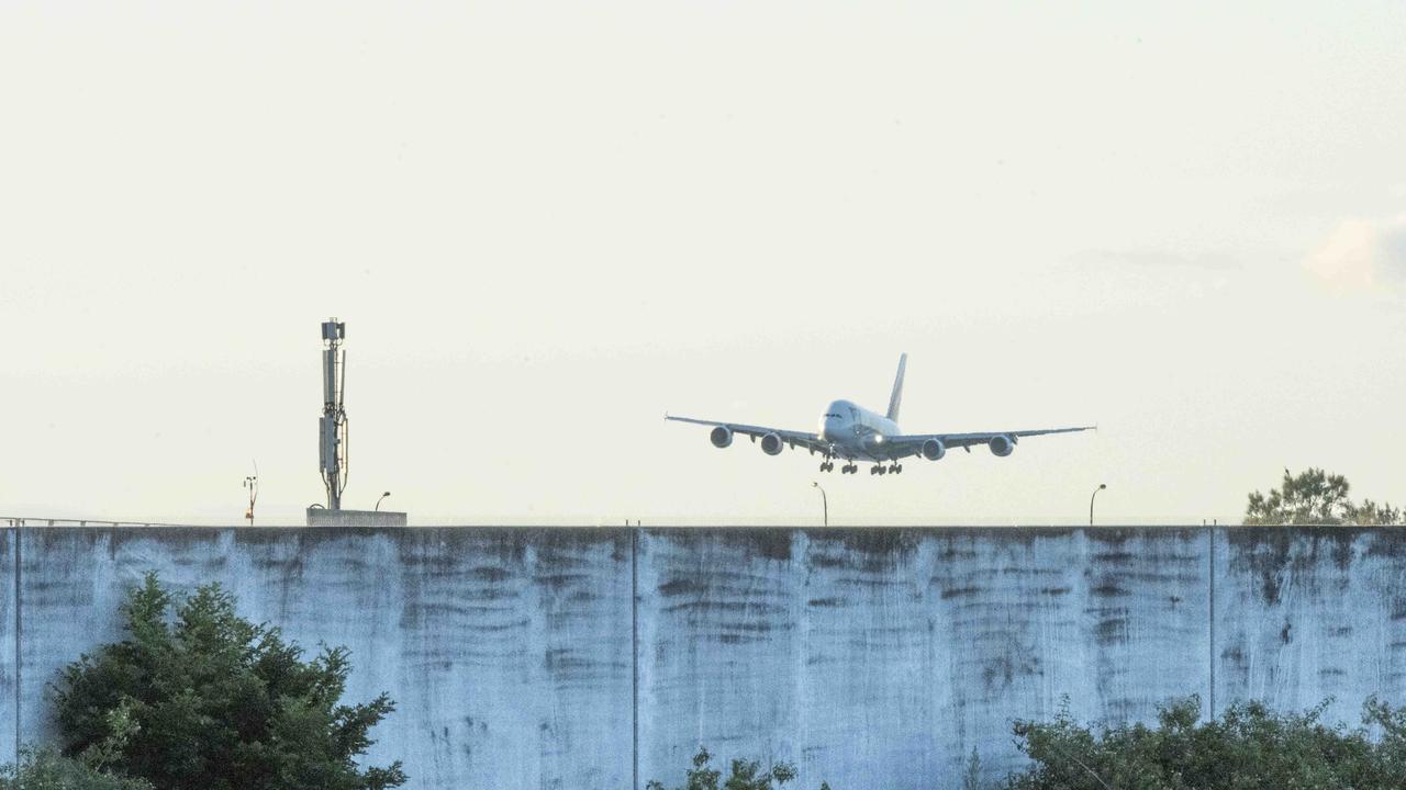 A plane, expected to be carrying the women and children, arriving at Sydney Airport on Saturday morning. Picture: NCA NewsWire / Monique Harmer