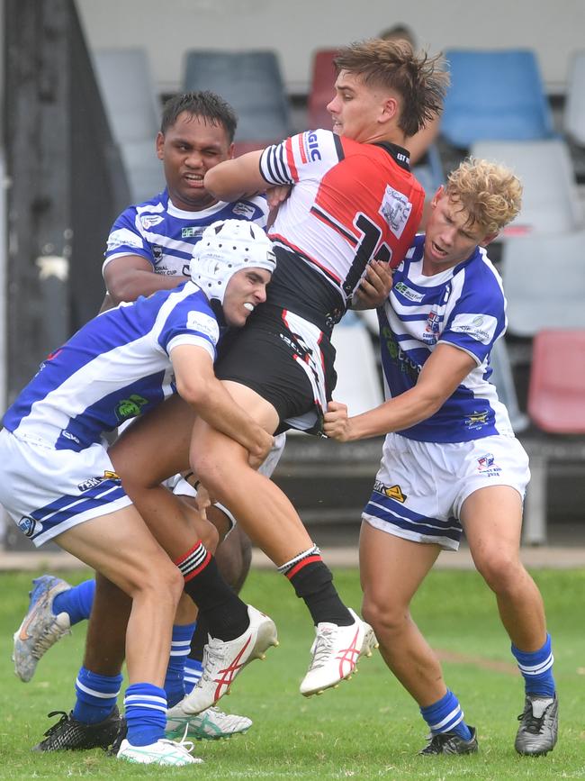 Kirwan High against Ignatius Park College in the Northern Schoolboys Under-18s trials at Brothers Rugby League Club in Townsville. Kirwan number 12 Zane Bethel. Picture: Evan Morgan