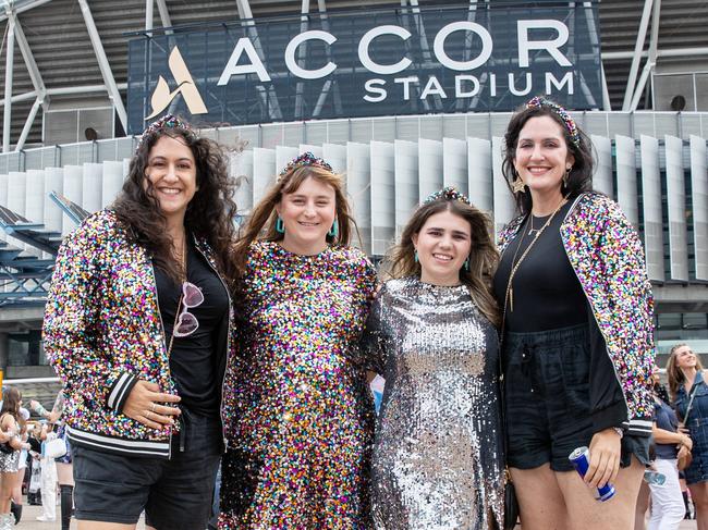 SYDNEY, AUSTRALIA - Daily Telegraph Photos February 26, 2024: Shannon, Whitney, Nicole and Melissa at Taylor Swift's The Eras Tour concert held at Accor Stadium in Sydney. Picture: Christian Gilles