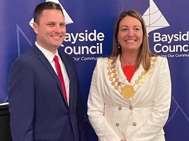 Bayside Labor councillors Scott Morrissey (left) and Christina Curry (right) introduced a motion to increase security around the Foreshore Drive area. Picture: Facebook