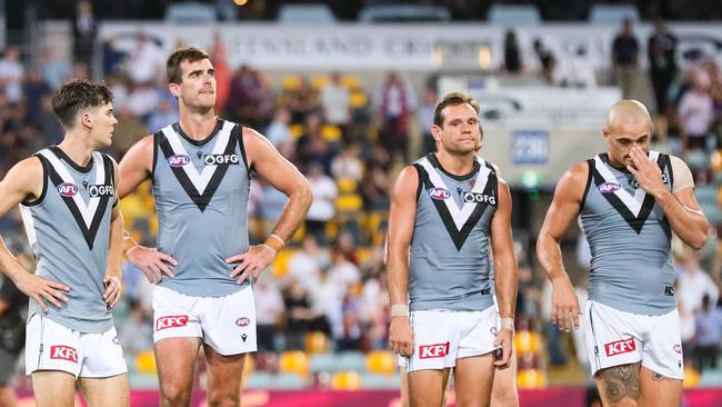 Power players after going down to Brisbane in Round 1. Picture: Russell Freeman/AFL Photos