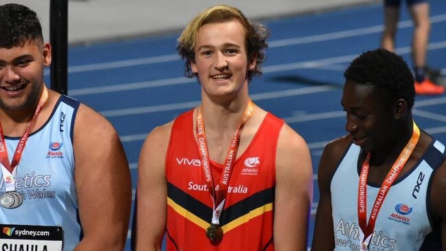 Miller after medalling in the U18 discus event at the 2021 nationals. Picture: Supplied