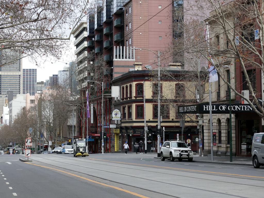 Just a lonely chilly breeze blew through the CBD. Picture: Sarah MatrayNCA NewsWire