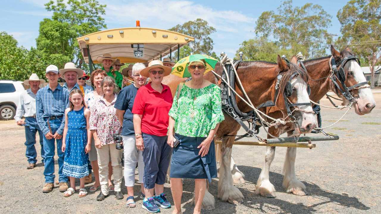 Councillor Puddy Chandler with Injune residents. Picture: Mandy McKeesick