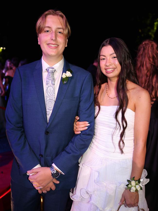 Ben Ward and Hannah Lun at the Emmanuel College class of 2025 formal at HOTA for Gold Coast at Large. Picture, Portia Large.