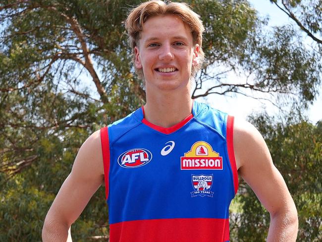 Western Bulldogs draftee Lachie Jaques in his new colours. Picture: Western Bulldogs