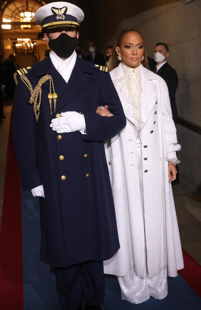 JLo in white Chanel. Picture: Getty Images