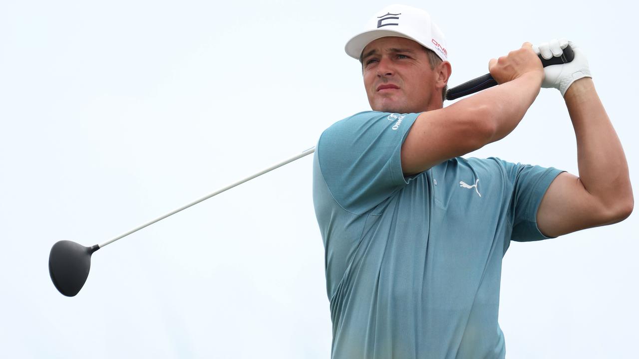 Bryson DeChambeau during a practice round prior to the 2021 PGA Championship at Kiawah Island Resort's Ocean Course.