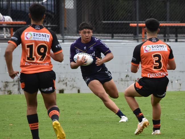 Phoenix Woods scored a double for Melbourne in a big win over Manly. Picture: Sean Teuma