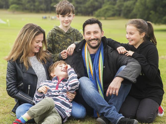 Kirsty Williams and Mark Williams with their kids Billy, 5, Daniel, 9, and Sophie, 12. Picture: Jenny Evans