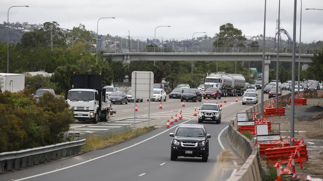 Upgrade works at Exit 57 in Oxenford. Picture: AAP.