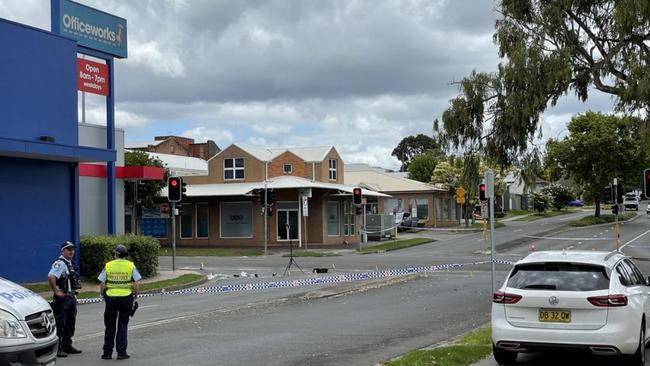 The crime scene established on the corner of Nowra Ln and Worrigee St on January 4, 2022. Picture: Dylan Arvela