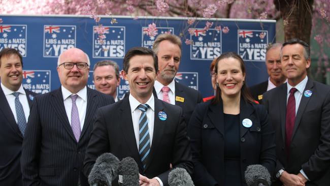 Simon Birmingham at Coalition Parliamentarians for “Yes” launch event at Canberra’s Parliament House. (Pic: Kym Smith)