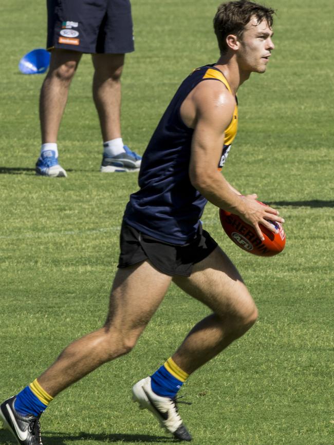 WWest Coast Eagles players during an open training session at Subiaco Oval on Wednesday. Pictured is Luke Partington. Picture: Matthew Poon