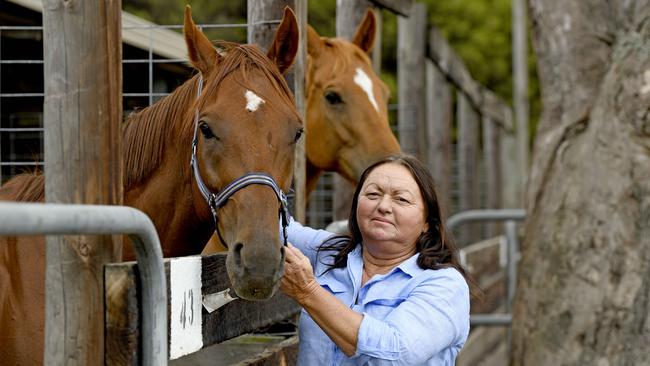 Charmaine Jones, who kept her horses at the racecourse while her property was damaged. Picture: Naomi Jellicoe