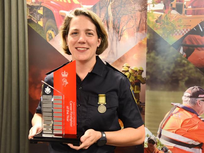 Anna Stephan presented with Career Firefighter of the Year Administrator Award. Picture: Sam Lowe