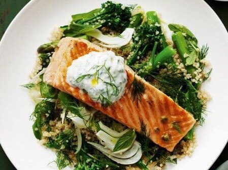 Quinoa salad with salmon.