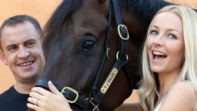 Chris Waller and wife Stephanie with the trainer’s first Group 1 winner Triple Honour.