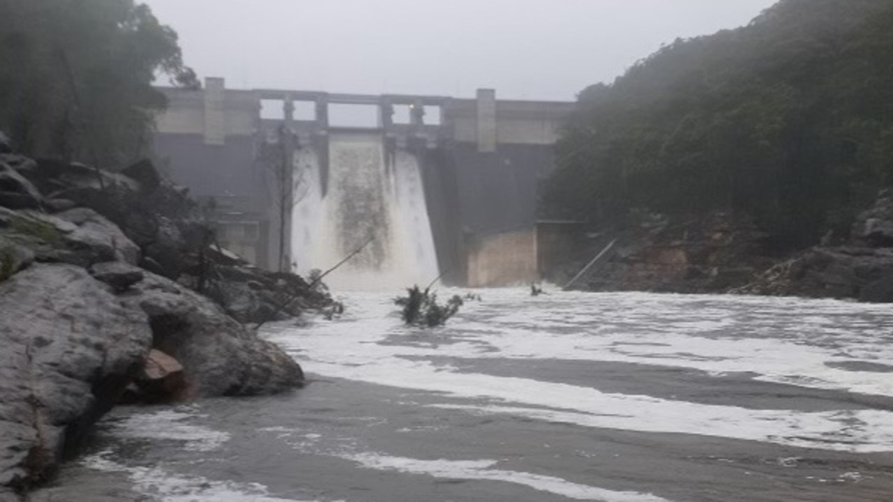 The Warragamba Dam has hit capacity and has started to spill. While the dam spill was forecast, it has started earlier than predicted Picture: NSW SES