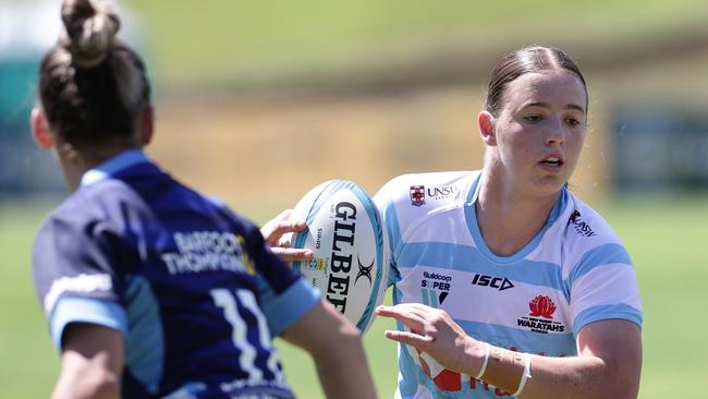 PUKEKOHE, NEW ZEALAND - FEBRUARY 17: Caitlyn Halse of the Waratahs during the Super Rugby Aupiki Trial Match between the xxxx and the xxxx  at Navigation Homes Stadium on February 17, 2023 in Pukekohe, New Zealand. (Photo by Dave Rowland/Getty Images)