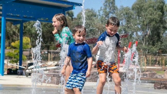 Mill Park All Abilities Play Space has a water play area with accessible water play tables, shooting water jets, misting rings and manual water pumps. (Picture: City of Whittlesea)