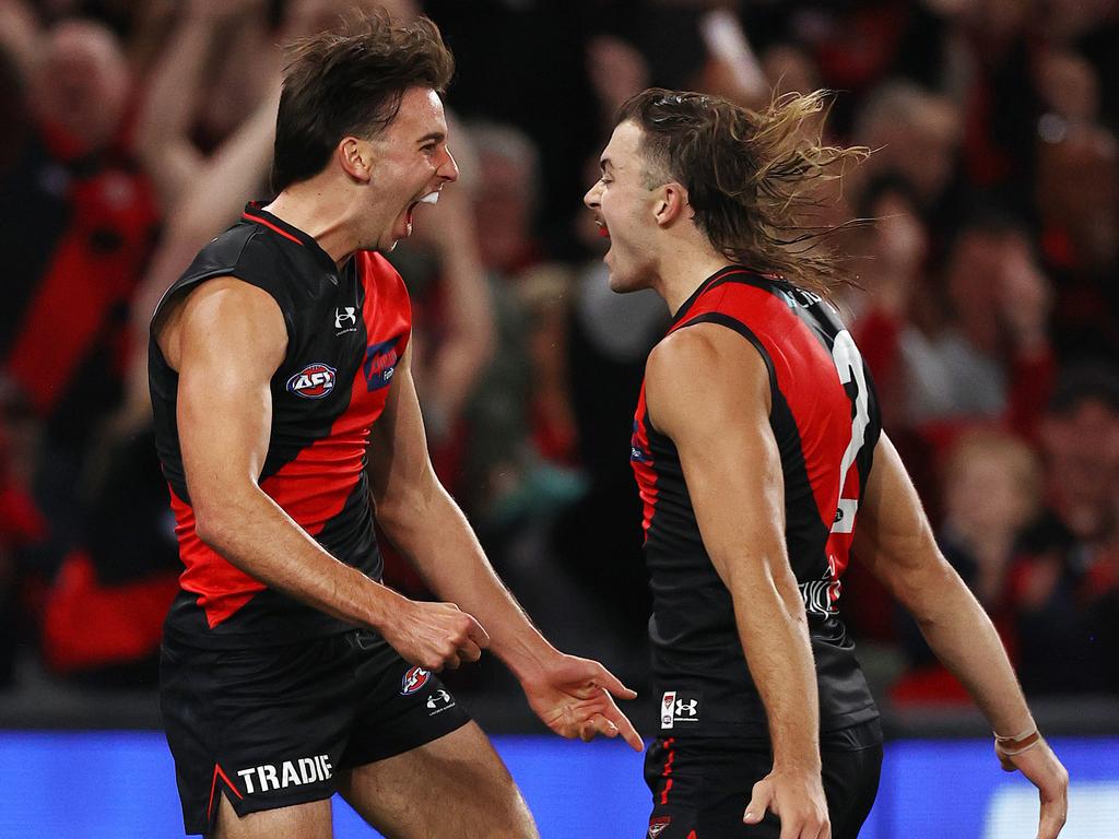 Sam Draper and Nic Martin celebrate a goal. Pic: Michael Klein