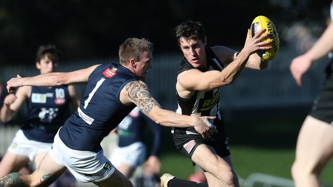 Glenorchy’s Daniel Joseph, right, is regarded as one of the State League’s best defenders. Picture: NIKKI DAVIS-JONES