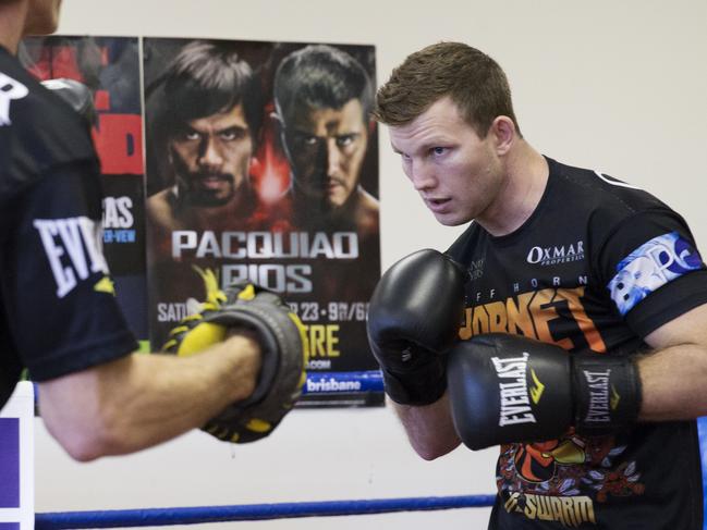 Jeff Horn back at his first training session getting ready for his rematch with Manny Pacquiao. Photo Lachie Millard