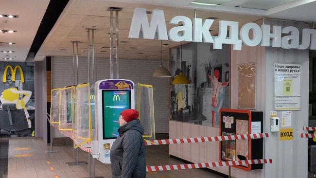 A closed McDonald's restaurant at a shopping mall in Moscow on March 16. Picture: AFP