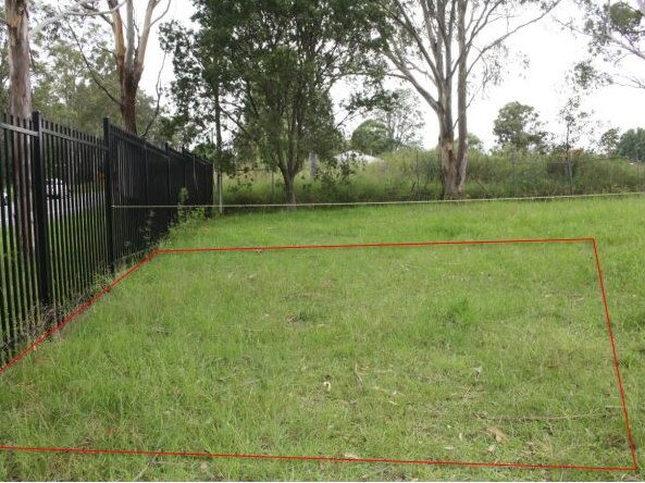 The proposed location of the tower, cabinets and fence (in red). Picture: supplied