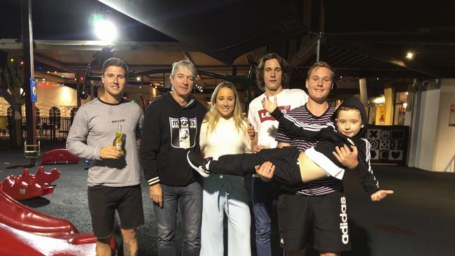 The family of Gold Coast Suns AFL player Jacqui Yorston. Ryan, Robert (dad), Jacqui, Zac, Joel and Jai Yorston. Picture: SUPPLIED