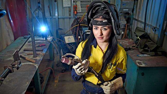 Osborne-based fabrication welder Alexandra Grzywacz. Picture: Naomi Jellicoe