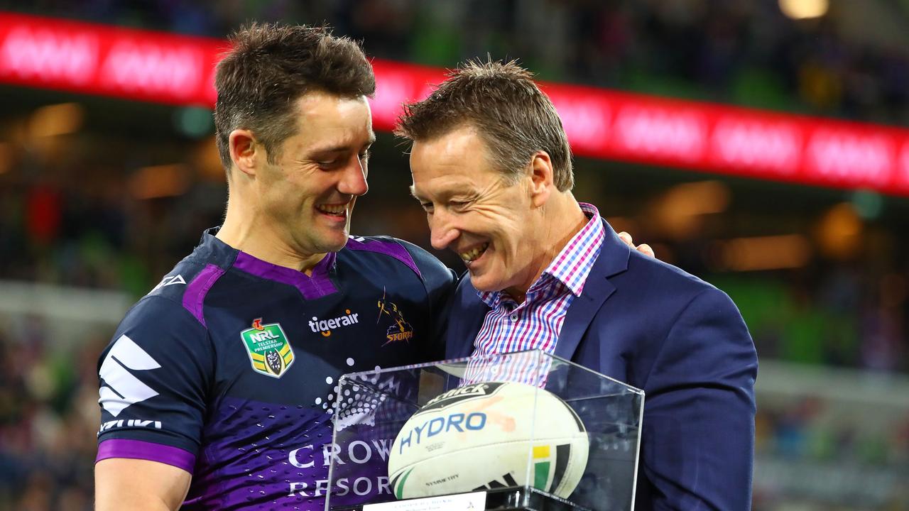 Craig Bellamy with Cooper Cronk. (Photo by Scott Barbour/Getty Images)