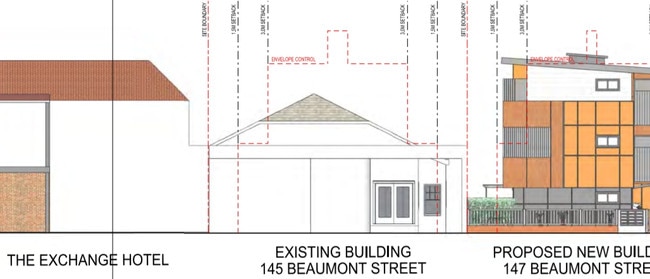 The approved new boarding house on Beaumont street, Hamilton, is in close proximity to the Exchange hotel.