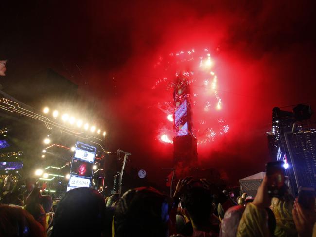 Fireworks explode from Taipei 101 building during Taipei New Year's Eve countdown party in Taipei, Taiwan on January 1, 2019. Picture: AFP