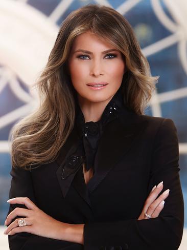 APRIL 3: The First Lady was all business for her official White House portrait in a Dolce and Gabbana blazer. Picture: AFP