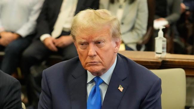 Former US president Donald Trump remained silent while inside the New York courthouse. Picture: AFP