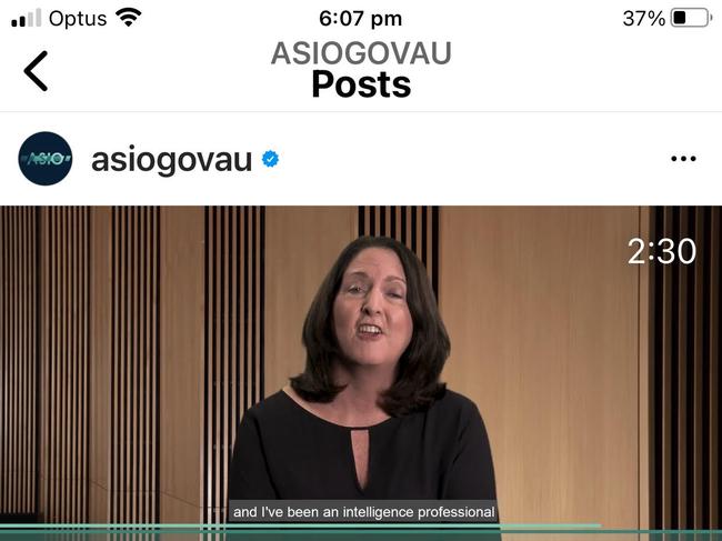 Former Deputy Director Heather Cook in a YouTube video for ASIO. Picture: Instagram