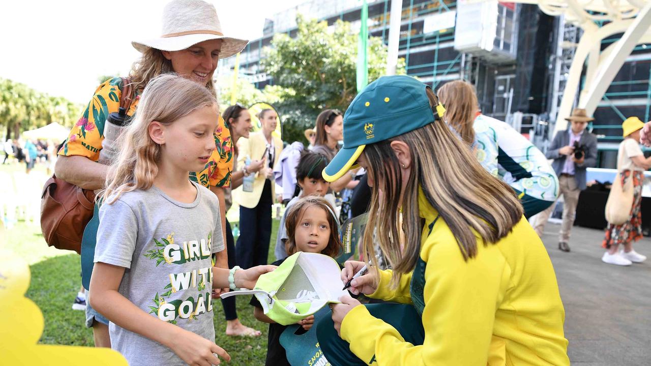 Australian Olympic and Paralympic teams arrive on the Sunshine Coast. Olivia Gort and Haylie Powell. Picture: Patrick Woods.