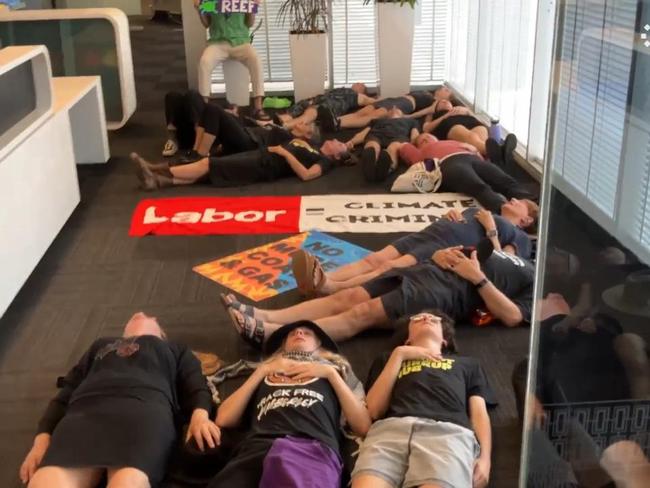 Activists protest at WA premier's office following gas plant extension approval