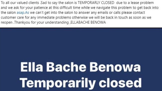 The company behind Ella Bache Benowa is in liquidation.