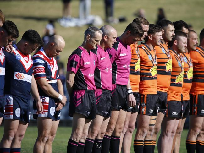 Teams and referees before the first grade decider. Picture Warren Gannon Photography