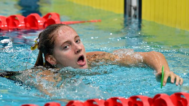 Hannah Casey of Mt St Michaels College at the CASSSA swimming championships. Action from the CASSSA swimming championships. Thursday March 10, 2022. Picture, John Gass