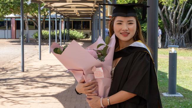 Sarah at the 2025 Graduation ceremony held at Charles Darwin University on May 20, 2025. Picture: Pema Tamang Pakhrin