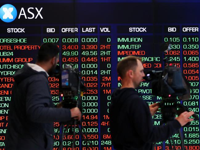 SYDNEY, AUSTRALIA - AUGUST 06: TV camera people record electronic boards displaying stock information at the Australian Securities Exchange, operated by ASX Ltd. on August 06, 2024 in Sydney, Australia. The markets are closely attuned to the RBA's next rates decision, with inflation persisting even as rates have been elevated for an extended time after the end of the COVID-19 pandemic. (Photo by Lisa Maree Williams/Getty Images)