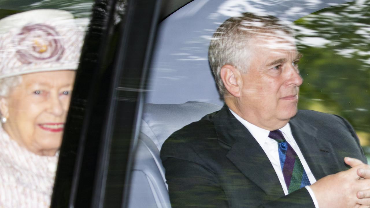 Queen Elizabeth II and Prince Andrew are driven from Crathie Kirk Church following the service on August 11, 2019. Picture: Duncan McGlynn/Getty Images