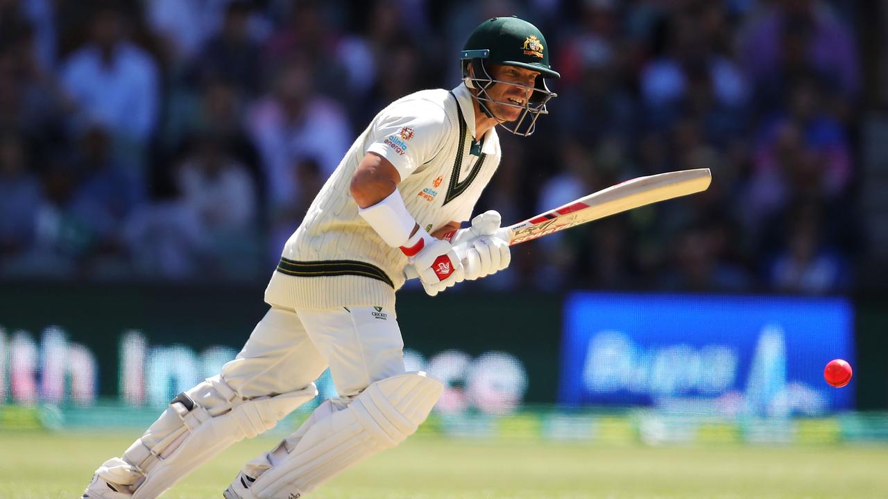 Watchful: Warner en route to his triple in Adelaide last week.