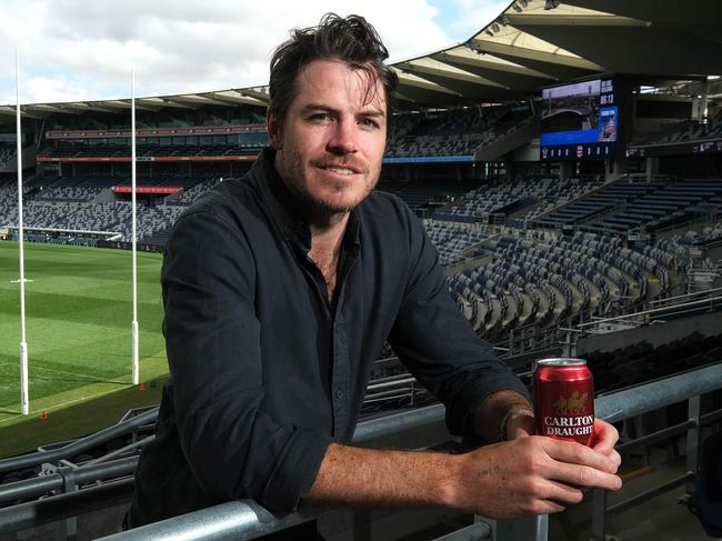 recently retired  Geelong Cats AFL Player Isaac Smith has announced a partnership with C.U.B. Carlton Draught pic at the Joel Selwood Stand at Kardinia Park .Pictured is   Ex cat player Isaac Smith in the Joel Selwood stand    Picture: Mark Wilson