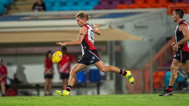 Jed Anderson playing for Southern Districts against Waratah in the 2023-24 NTFL season. Picture: Pema Tamang Pakhrin