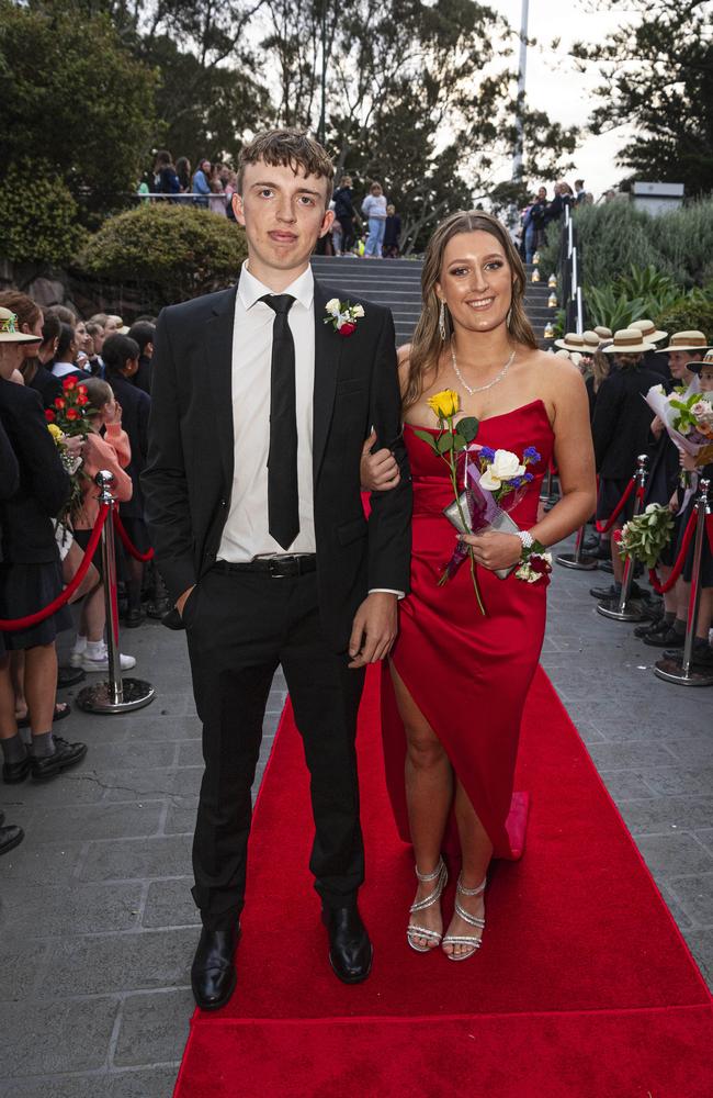 Hannah Tucker and partner Sam Gillespie arrive at The Glennie School formal at Picnic Point, Thursday, September 12, 2024. Picture: Kevin Farmer